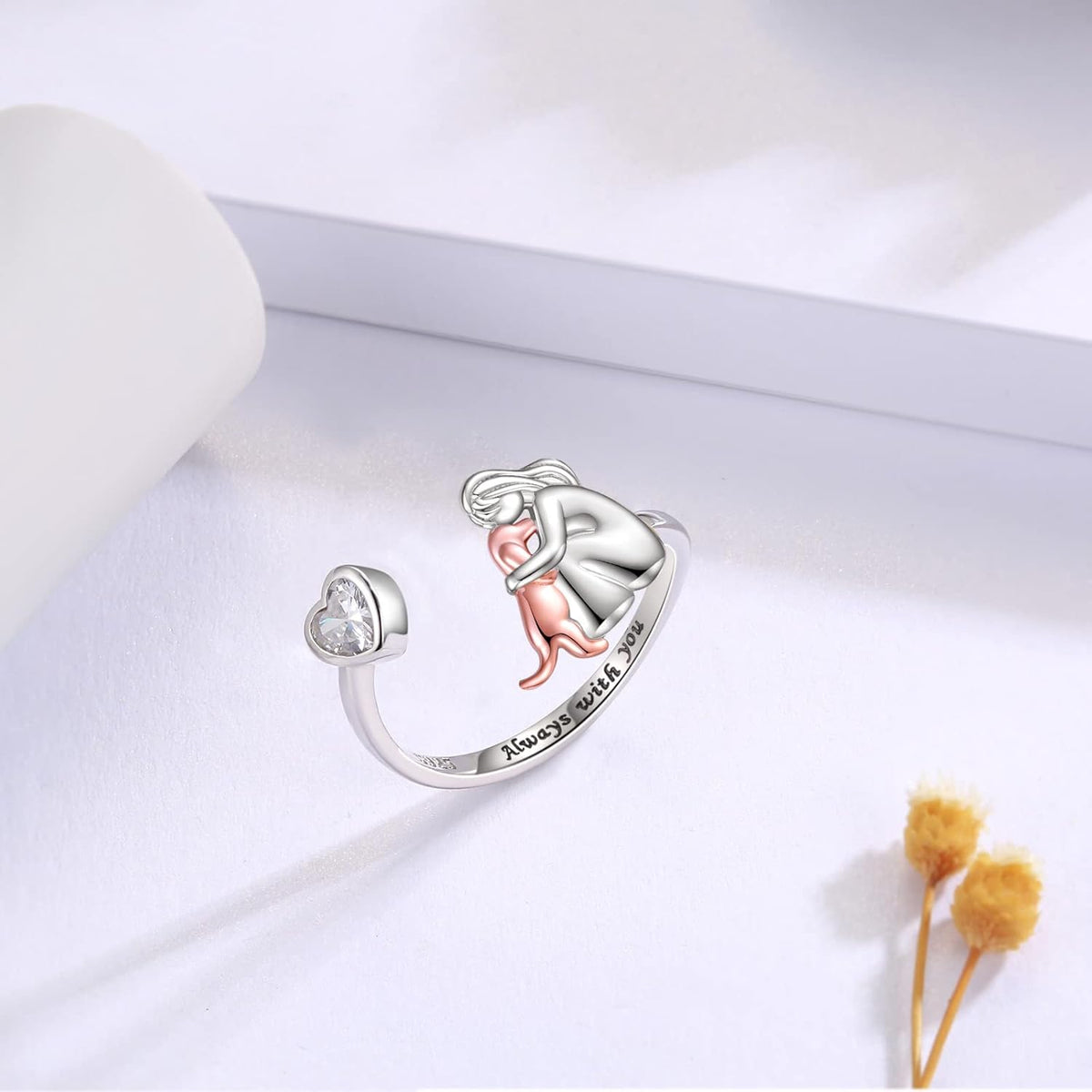 El anillo Always Ring — perro de plata de ley 925 con circonitasәса
