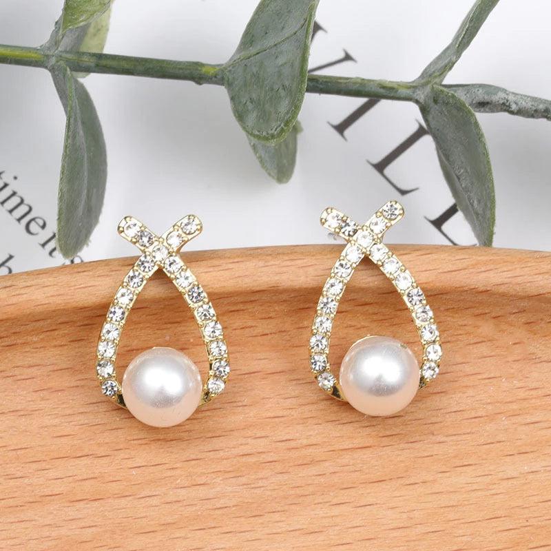 Aretes de Perla con Brillos