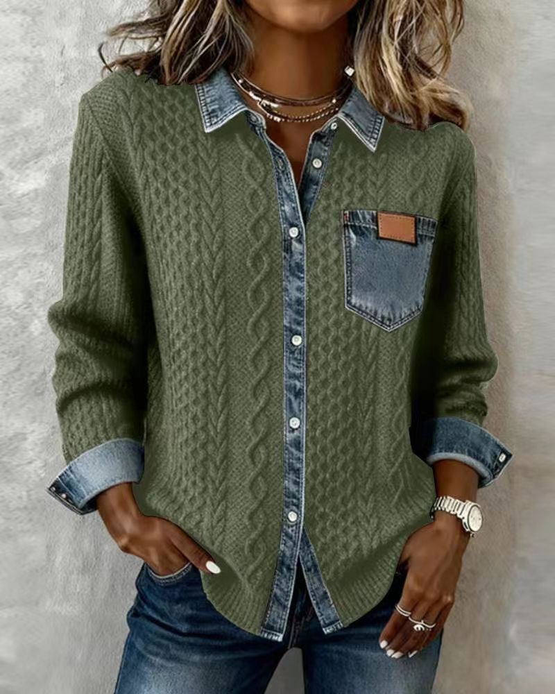 Simone™ | Camisa vaquera de patchwork