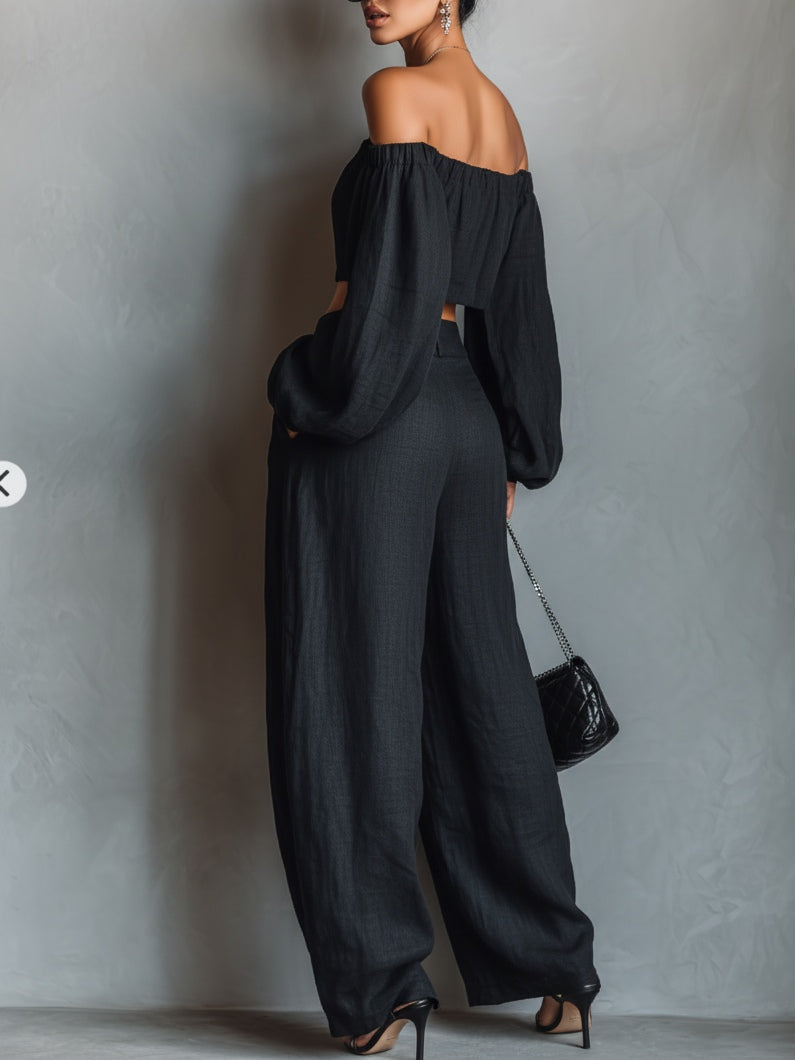 Conjunto Tess - Escote Recto y Pantalón Amplio