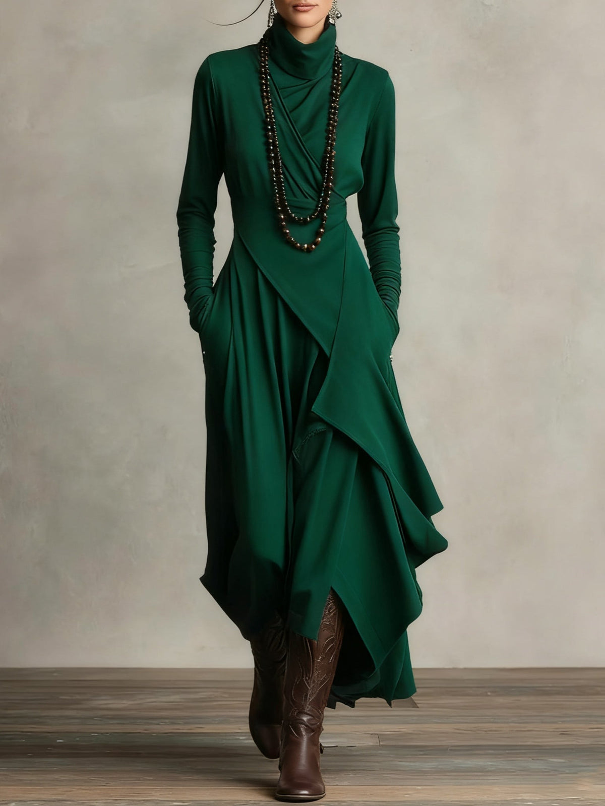 Vestido Eloísa - Diseño Asimétrico de Cuello Alto