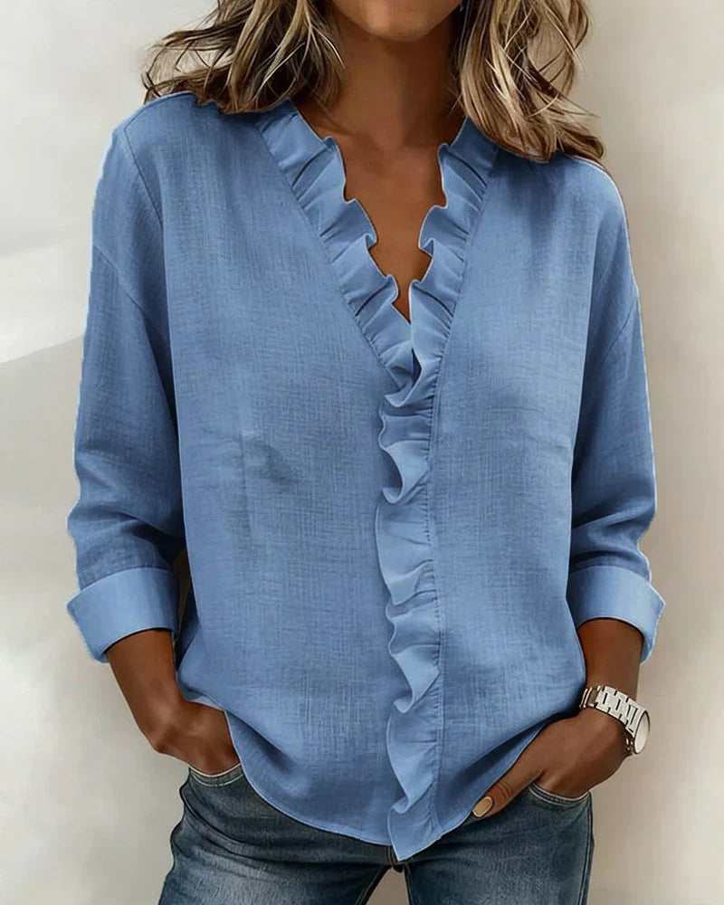 Susan | Blusa delicada con cuello en V y volantes