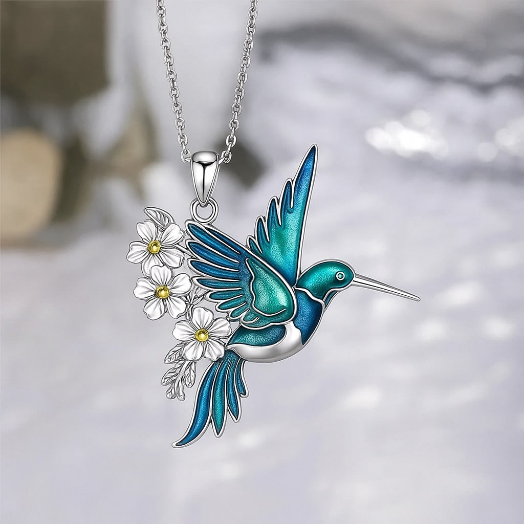 El conjunto Colibrí — collar y aretes