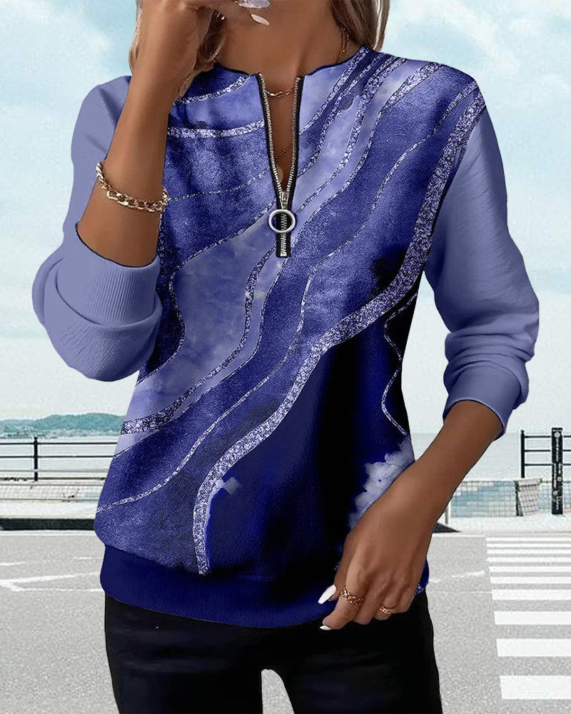 Sudadera de media cremallera con estampado vintage