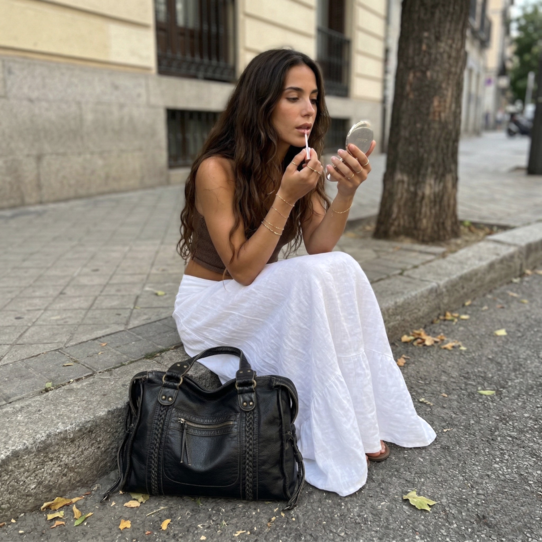 Bolso Satchel "Provence" Efecto Piel Envejecida