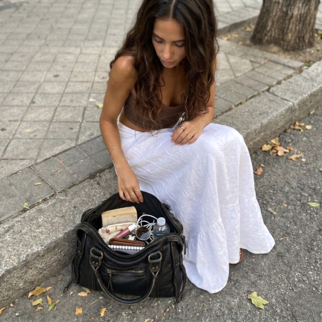 Bolso Satchel "Provence" Efecto Piel Envejecida