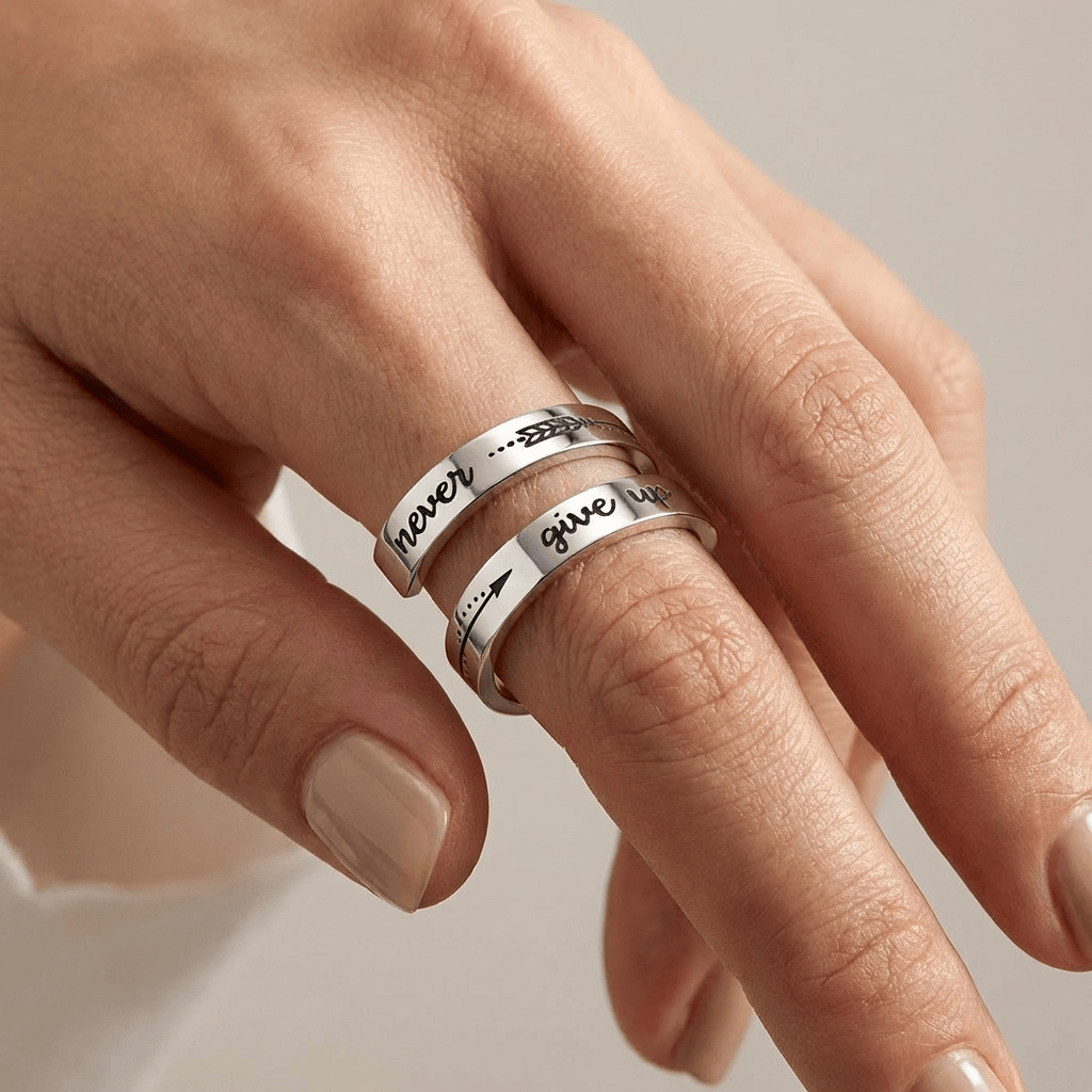 El anillo de la resiliencia — grabado «Nunca te rindas»