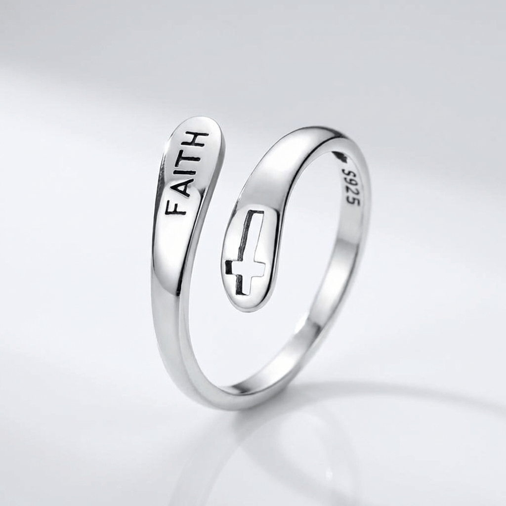 El anillo sagrado — Grabado de fe (ajustable)