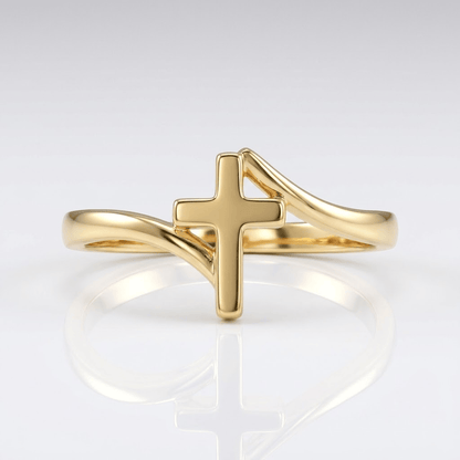 El Anillo de Guía — Banda de Oro con Estrella y Cruz (Ajustable)