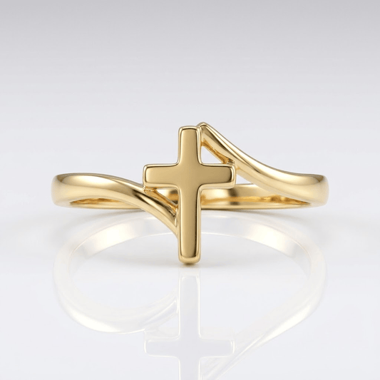 El Anillo de Guía — Banda de Oro con Estrella y Cruz (Ajustable)