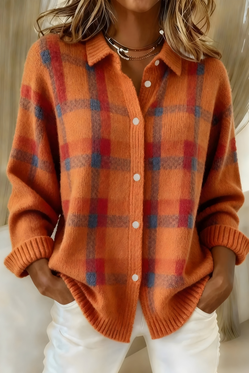 Theresa WarmKnit | Geruit Gebreid Vest - Aurora Classics