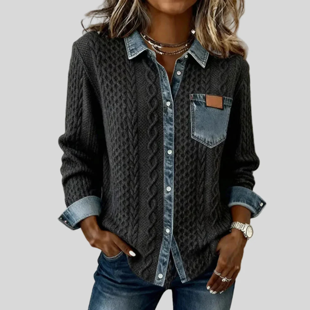 Simone™ | Camisa vaquera de patchwork
