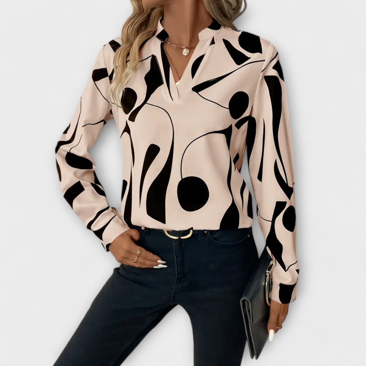 Lara | Elegante blusa estampada con volantes