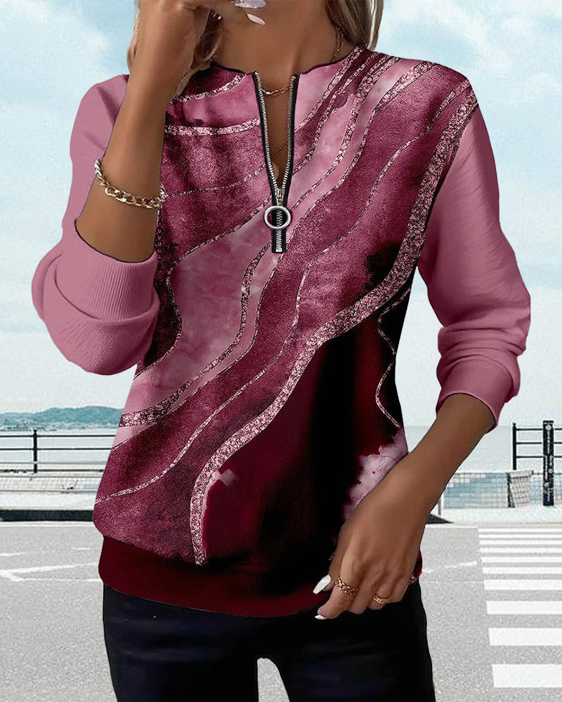 Sudadera de media cremallera con estampado vintage