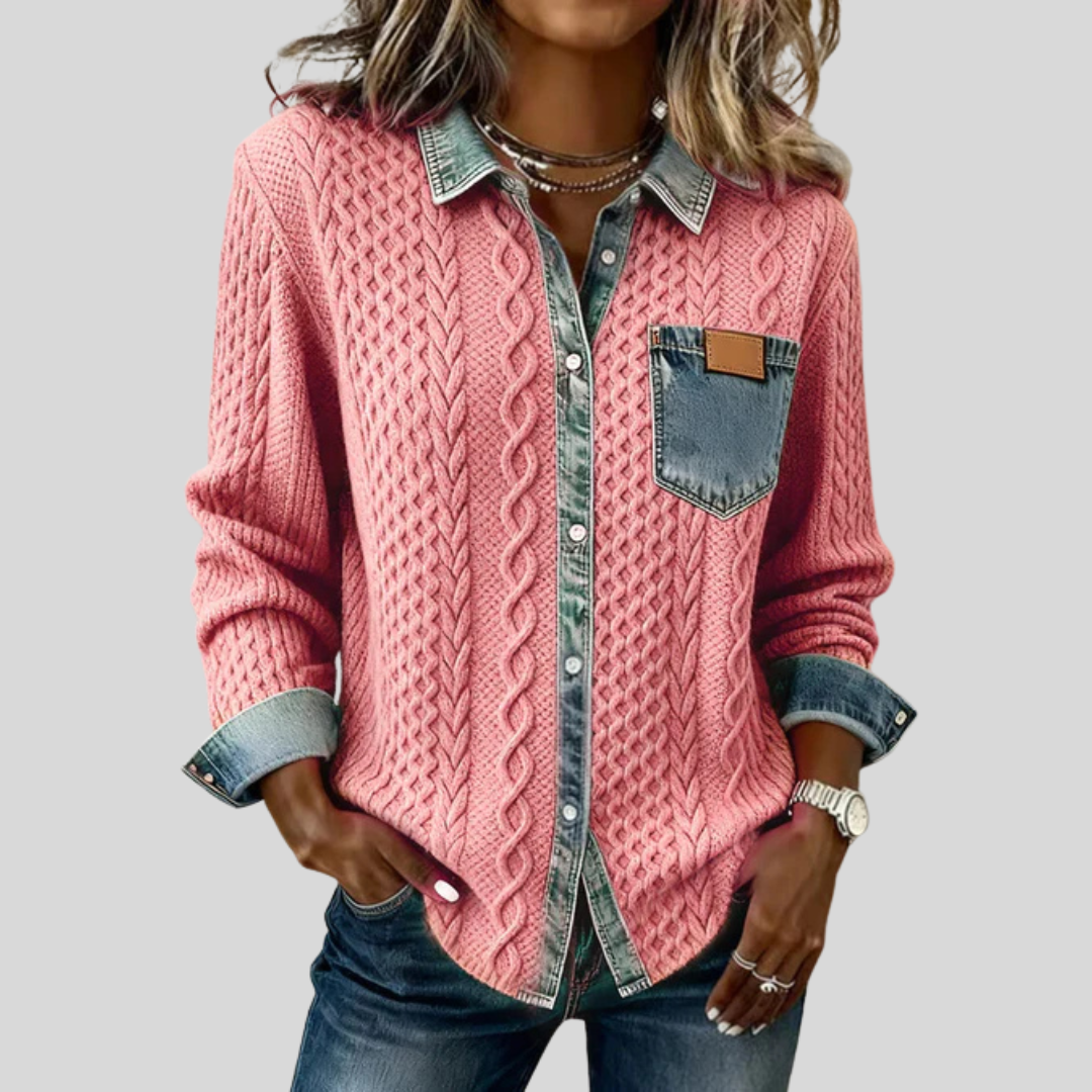 Simone™ | Camisa vaquera de patchwork