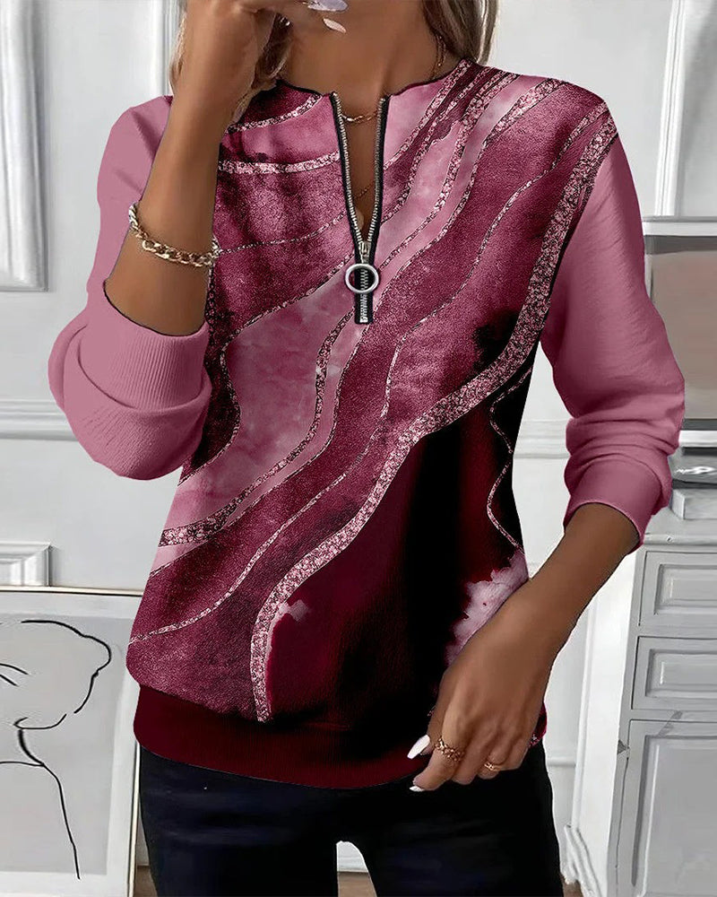 Sudadera de media cremallera con estampado vintage