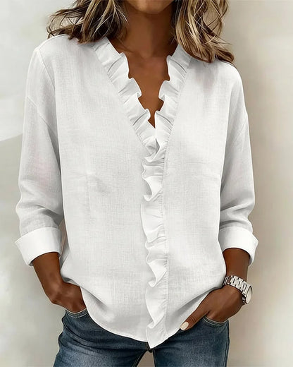 Susan | Blusa delicada con cuello en V y volantes