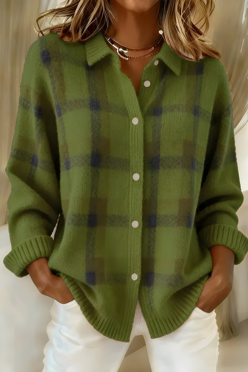Theresa WarmKnit | Geruit Gebreid Vest - Aurora Classics