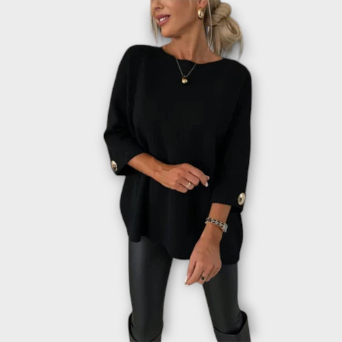April | Blusa de manga larga, suave y elegante