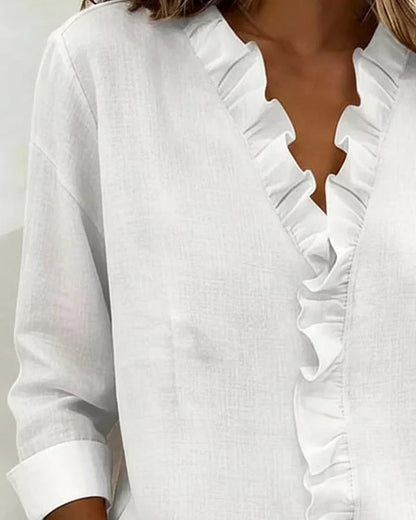 Susan | Blusa delicada con cuello en V y volantes