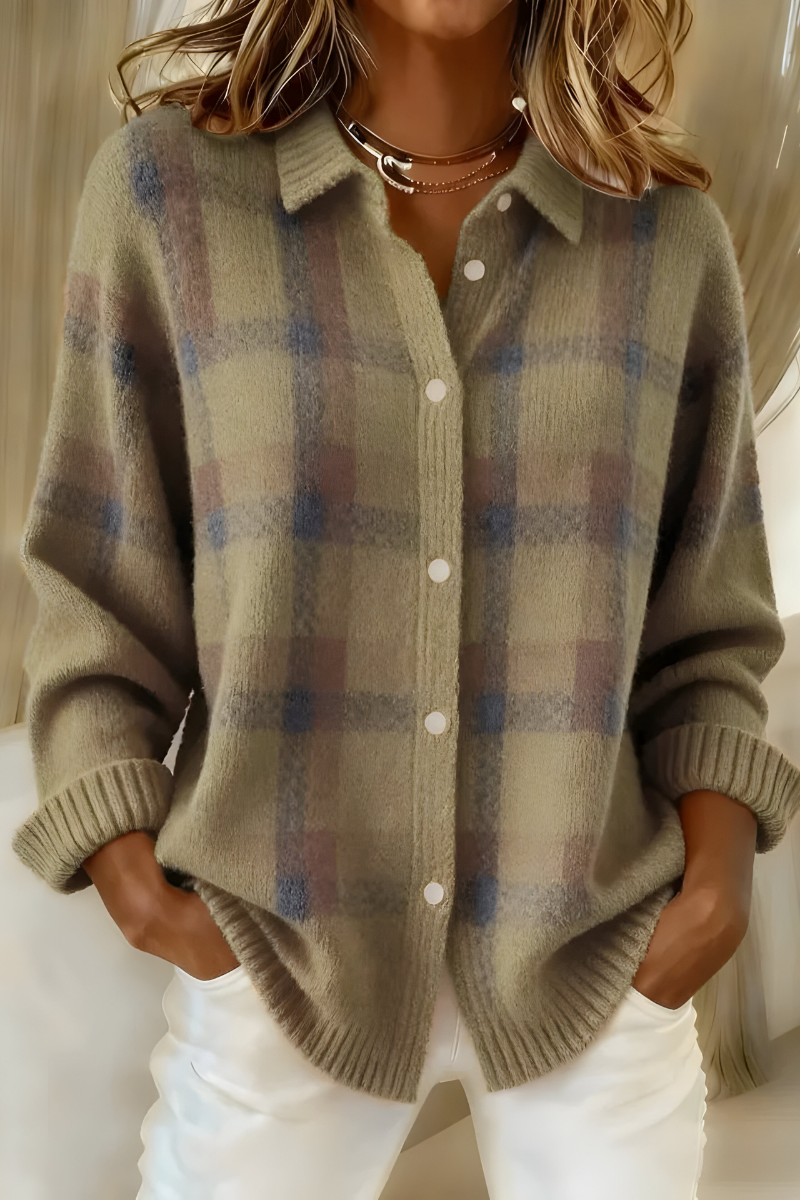 Theresa WarmKnit | Geruit Gebreid Vest - Aurora Classics