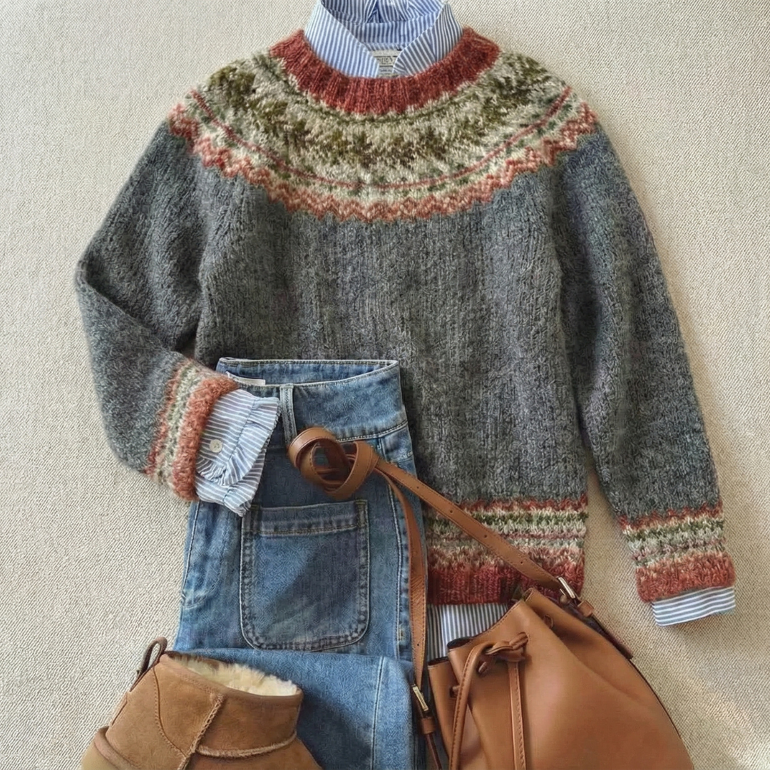 Joyce | Suéter vintage con estampado nórdico