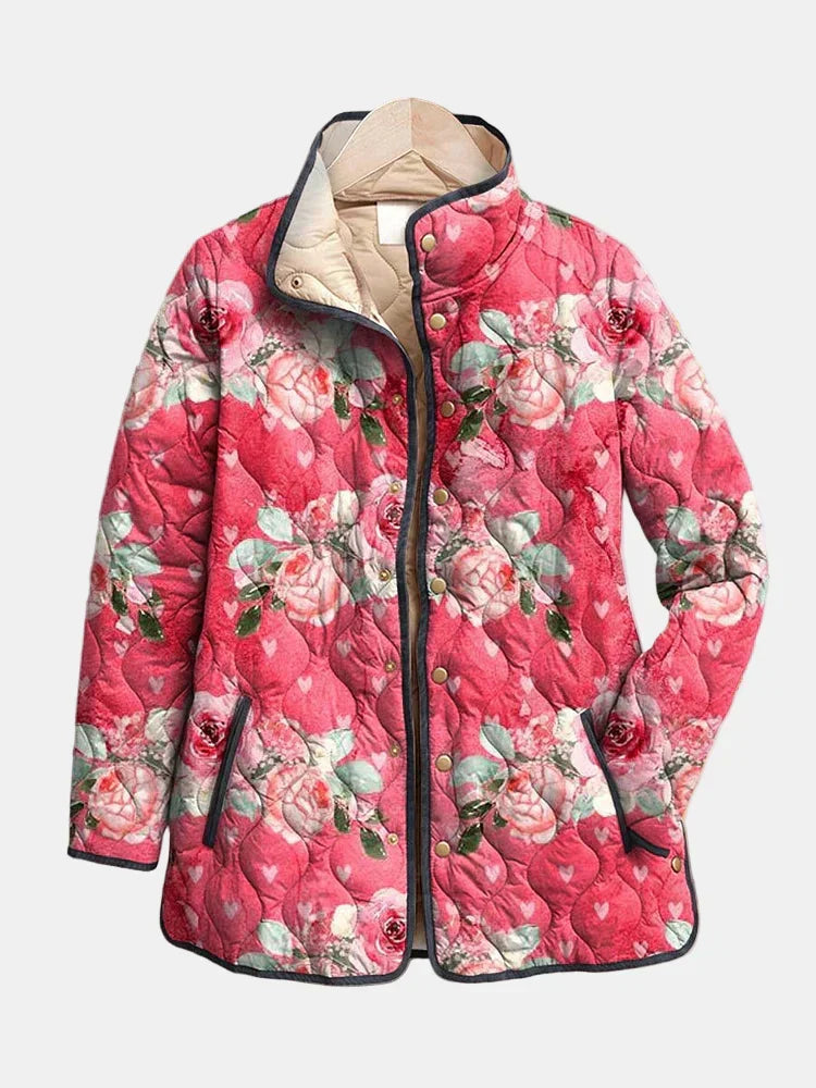 Freya | Chaqueta acolchada con estampado floral en tonos rubor — Edición final