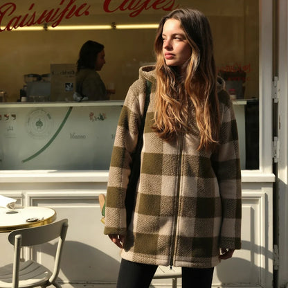 Willow™ | Abrigo de forro polar a cuadros con capucha para mujer