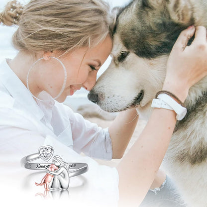 El anillo Always Ring — perro de plata de ley 925 con circonitasәса