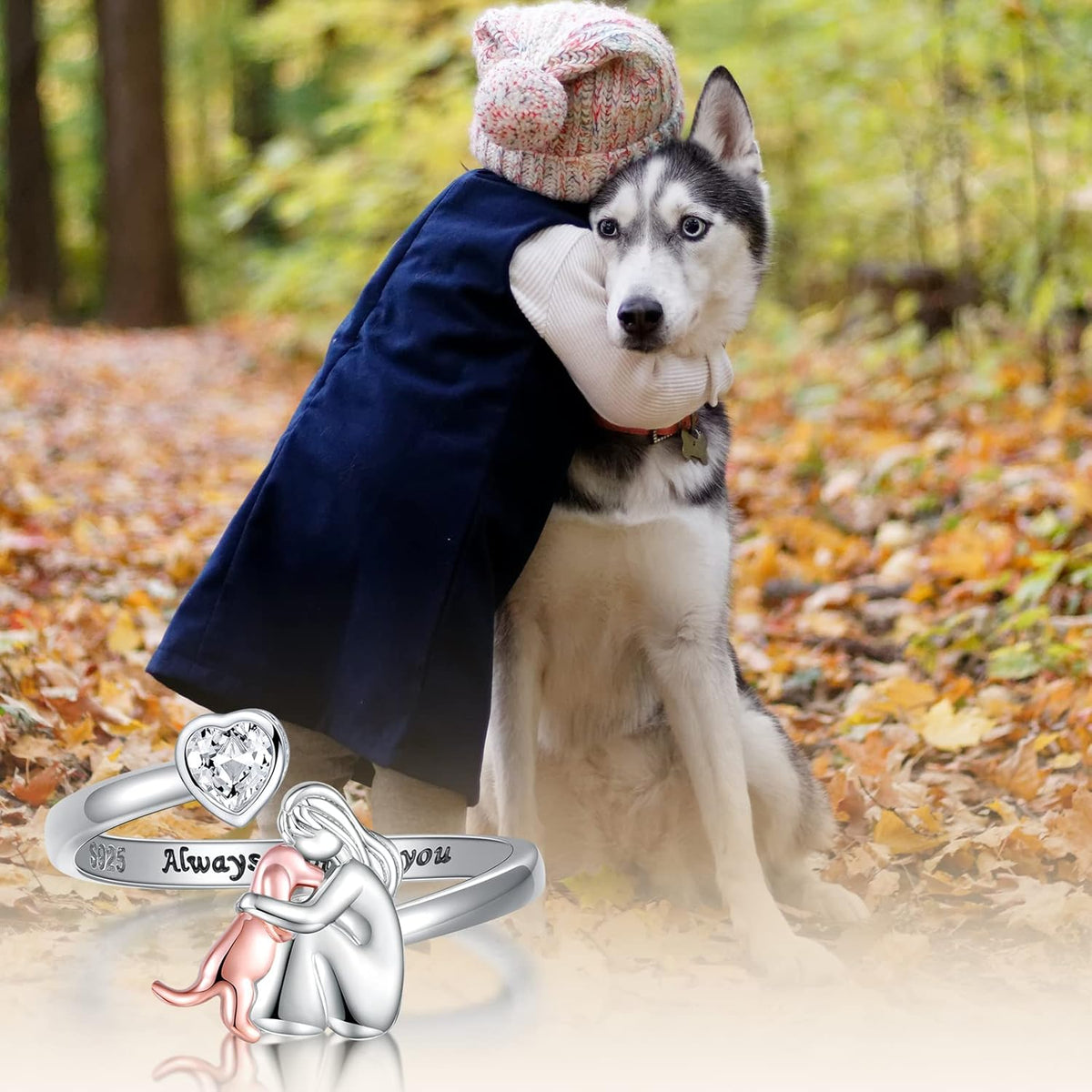 El anillo Always Ring — perro de plata de ley 925 con circonitasәса