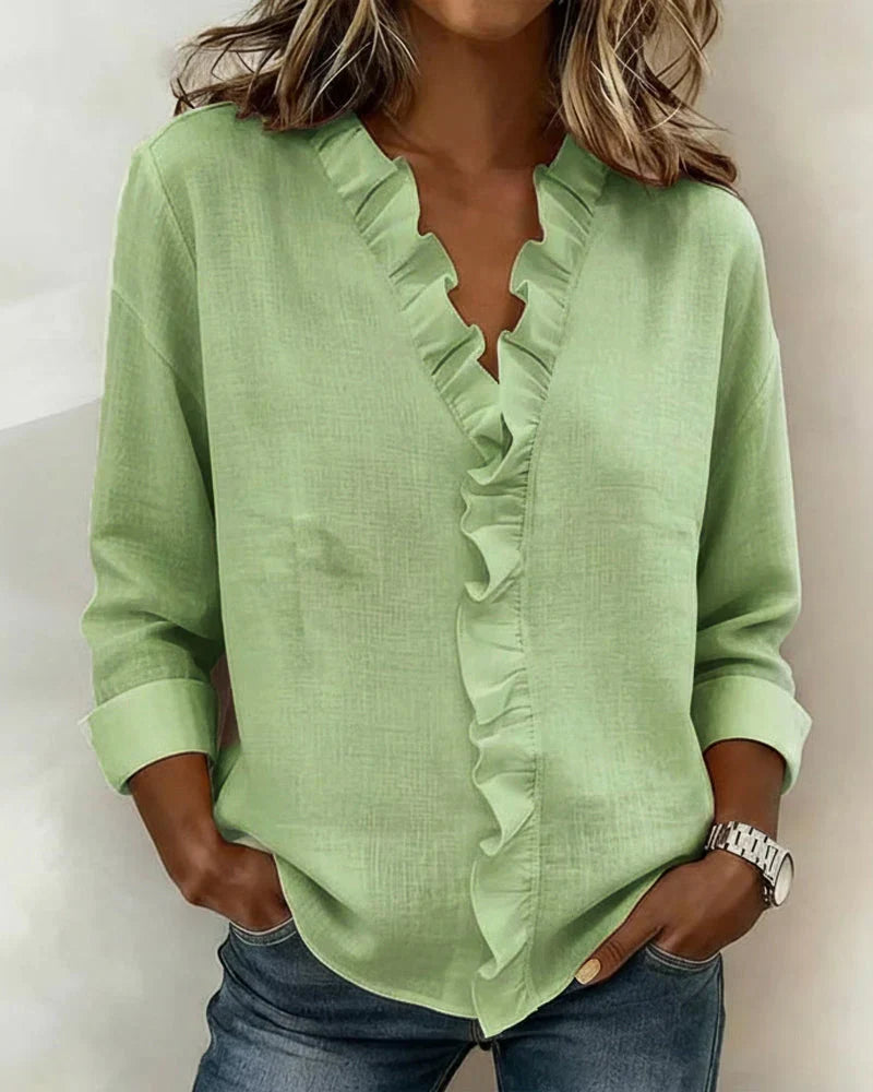 Susan | Blusa delicada con cuello en V y volantes
