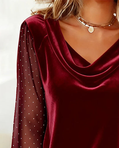 Amelia Blouse | Elegante satijnen top met gedrapeerde hals - Aurora Classics