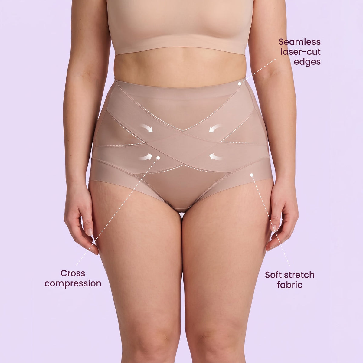 High-Waist Cross Compression Shaping Panties Multipack