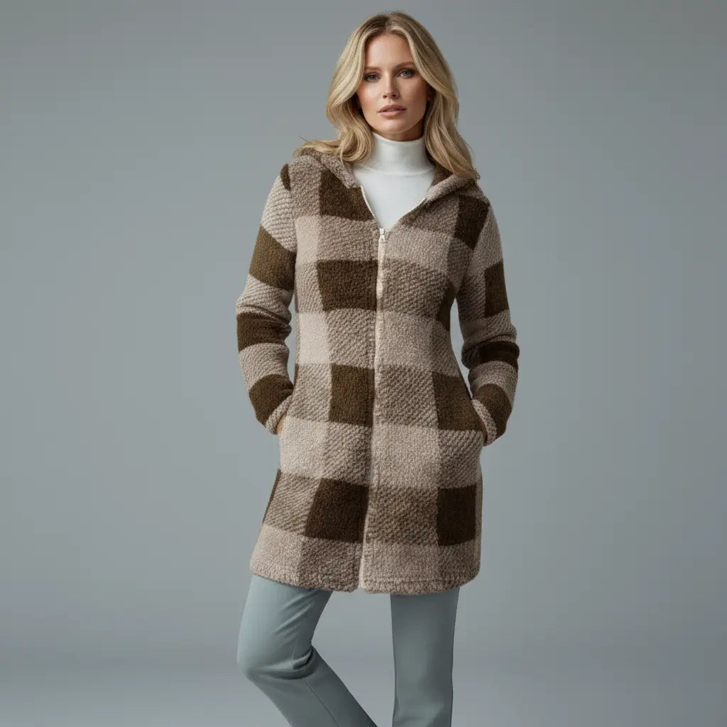 Willow™ | Abrigo de forro polar a cuadros con capucha para mujer