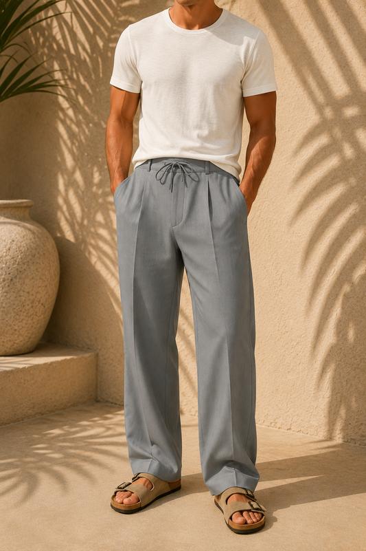 Torino | Pantalones rectos prémium de algodón y lino