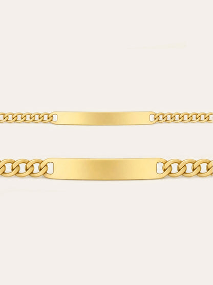 Cadena – Pulsera cubana de eslabones con placa de identificación y grabado