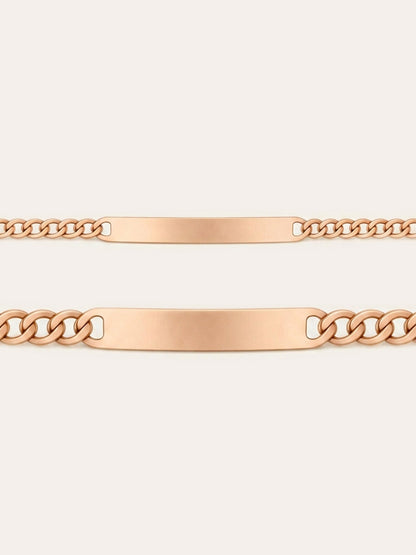 Cadena – Pulsera cubana de eslabones con placa de identificación y grabado
