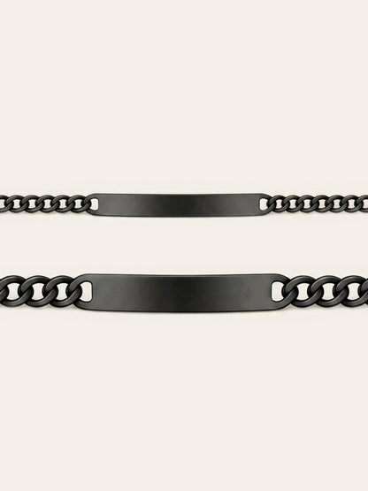 Cadena – Pulsera cubana de eslabones con placa de identificación y grabado