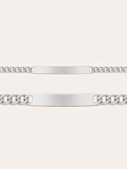 Cadena – Pulsera cubana de eslabones con placa de identificación y grabado