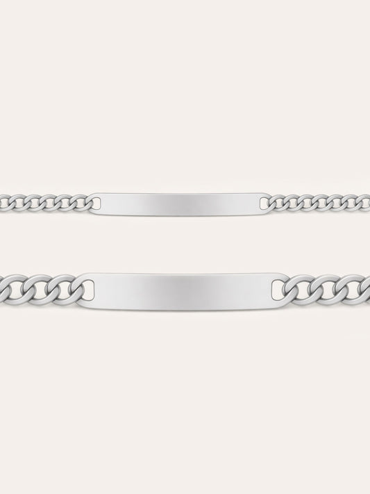 Cadena – Pulsera cubana de eslabones con placa de identificación y grabado