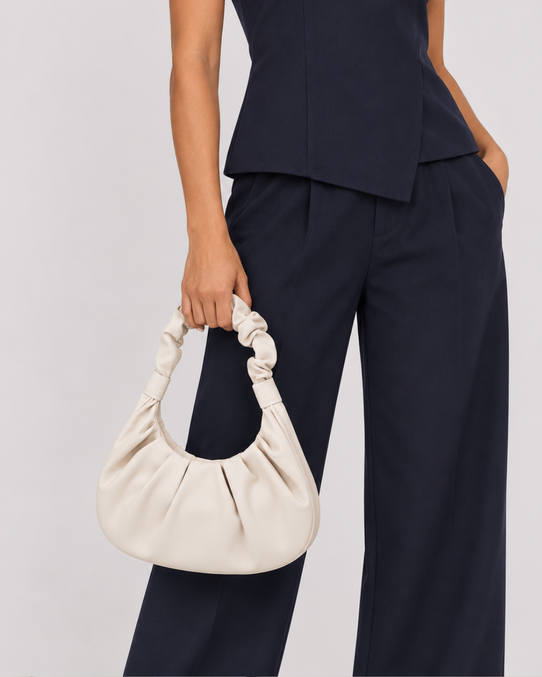 Bolsa Lina Marfil | Bolsa de hombro fruncida