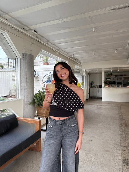 Bloom ™ |  Lina - Polka Dotted Top | Speels & Elegant in Zwart-Wit - Aurora Classics