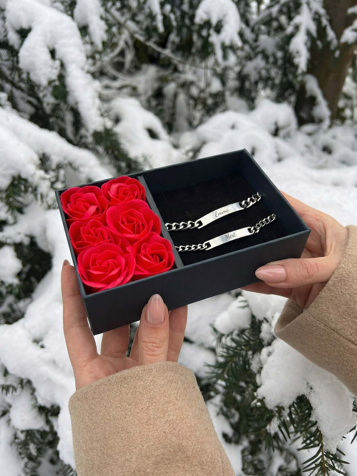 Cadena – Pulsera cubana de eslabones con placa de identificación y grabado