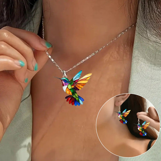 Hermoso collar de colibrí con aretes de regalo – Oferta por tiempo limitado