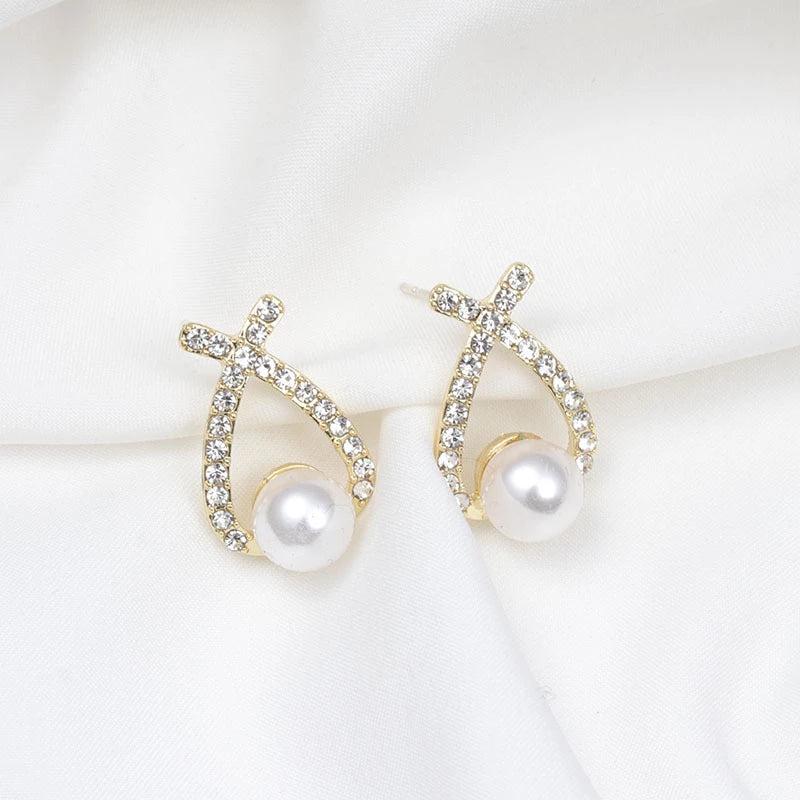 Aretes de Perla con Brillos