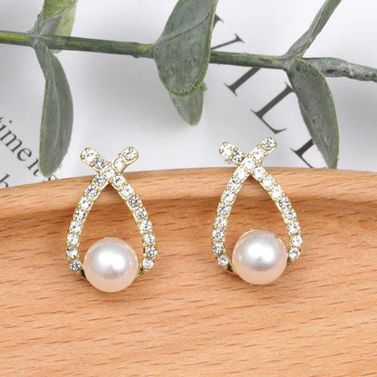 Aretes de Perla con Brillos