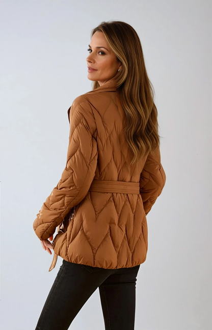 Chaqueta cruzada clásica Zoe con cinturón para anudar