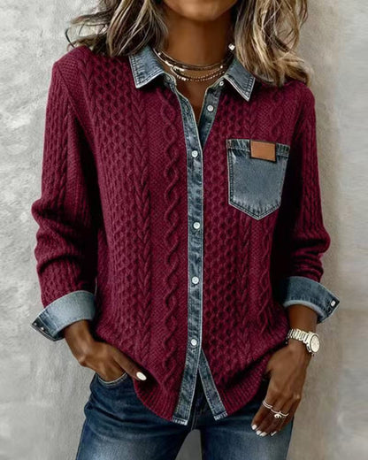 Simone™ | Camisa vaquera de patchwork