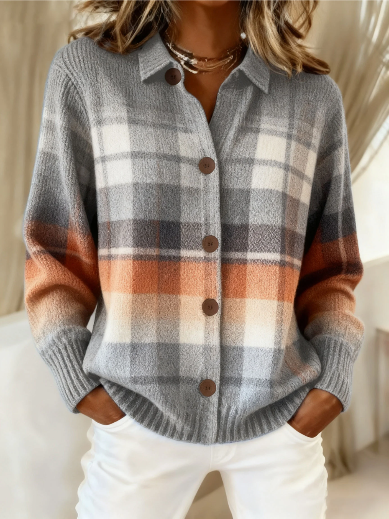 Theresa WarmKnit | Geruit Gebreid Vest - Aurora Classics