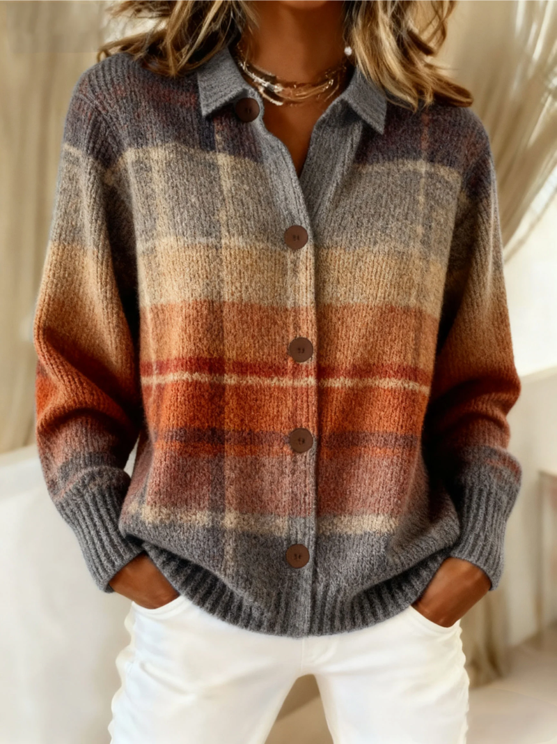 Theresa WarmKnit | Geruit Gebreid Vest - Aurora Classics